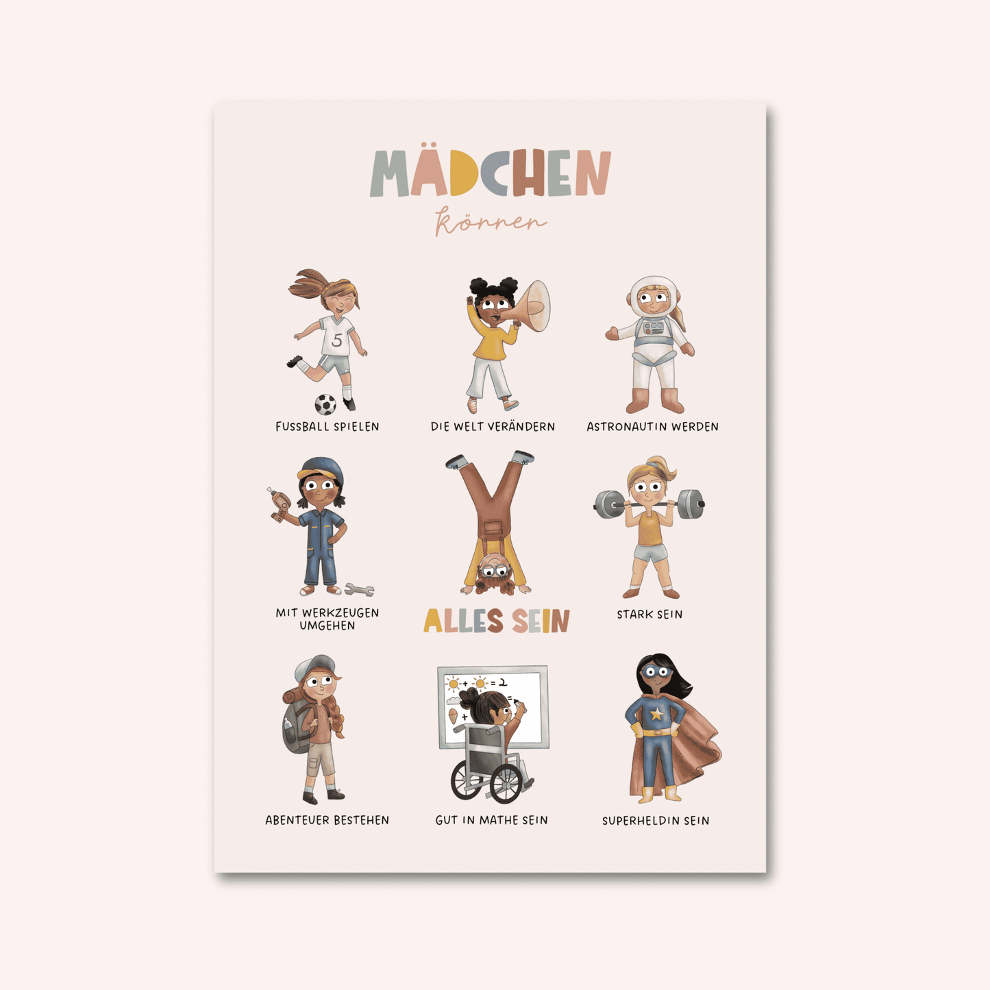 Postkarte Mädchen können alles sein